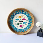 Capiz Shell Mosaic Woven Rattan Tray — Filipino-Inspired Wall & Serving Décor