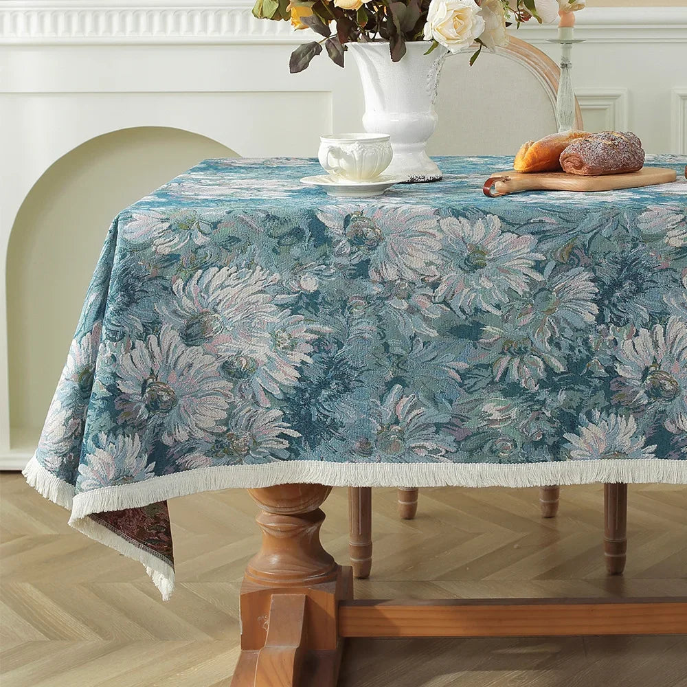Moroccan Floral Tablecloth — Vintage Pattern Rectangular Table Cover