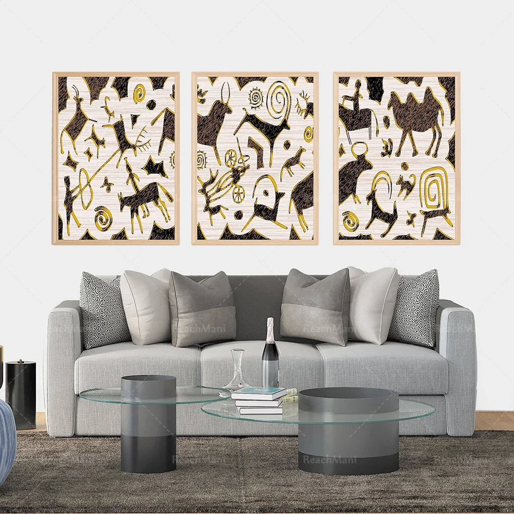 Ancient Terracotta Tribal Wall Art — Large Canvas Print