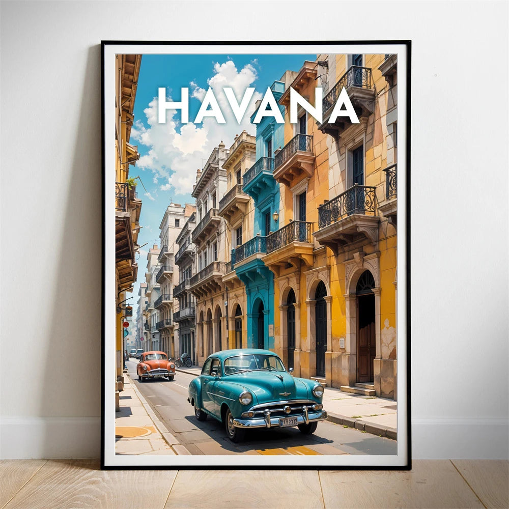 Havana Cuba Travel Poster Canvas Print — Latin Heritage Wall Art