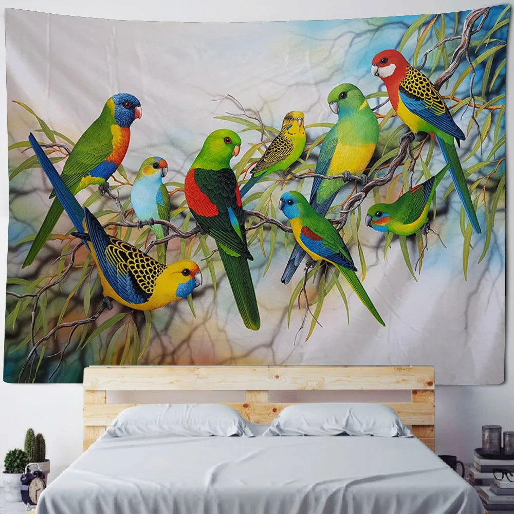 Tropical Jungle Bird Tapestry — Wall Hanging & Beach Mat
