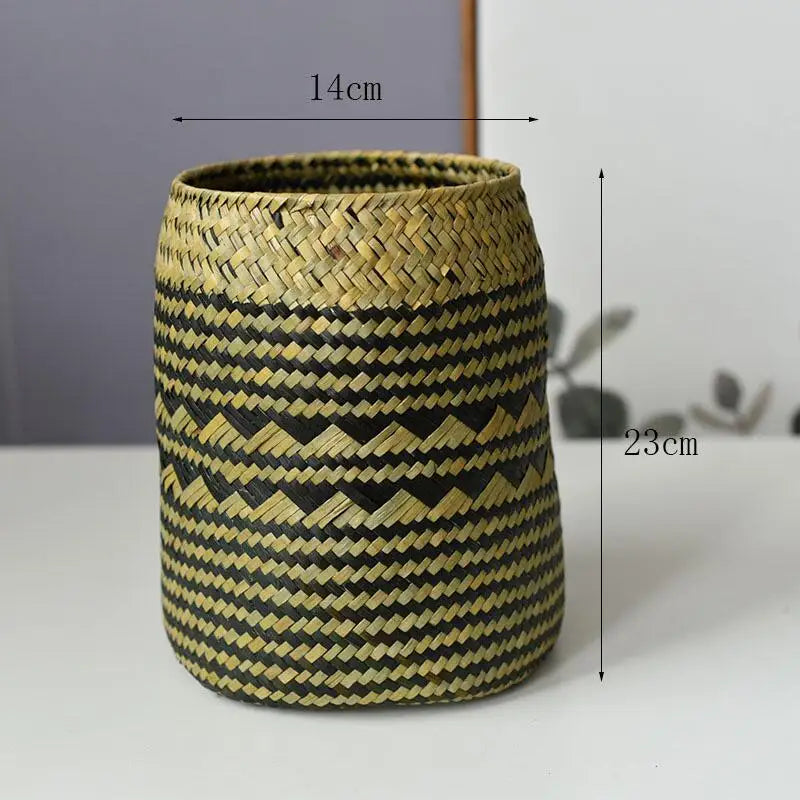 Hand-Woven Buri Storage Basket | Filipino-Inspired Plant Fiber Vase