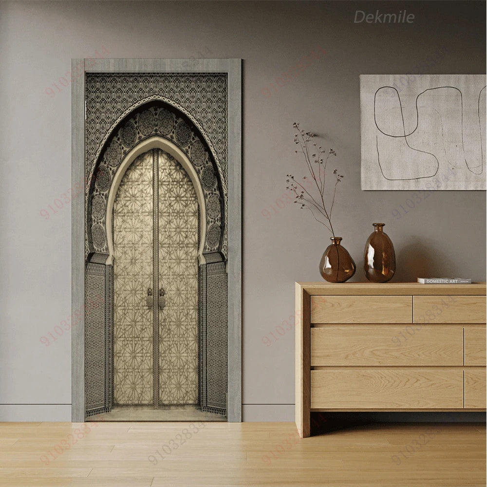 Moroccan Arch Door Mural — Islamic Geometric Wall Sticker