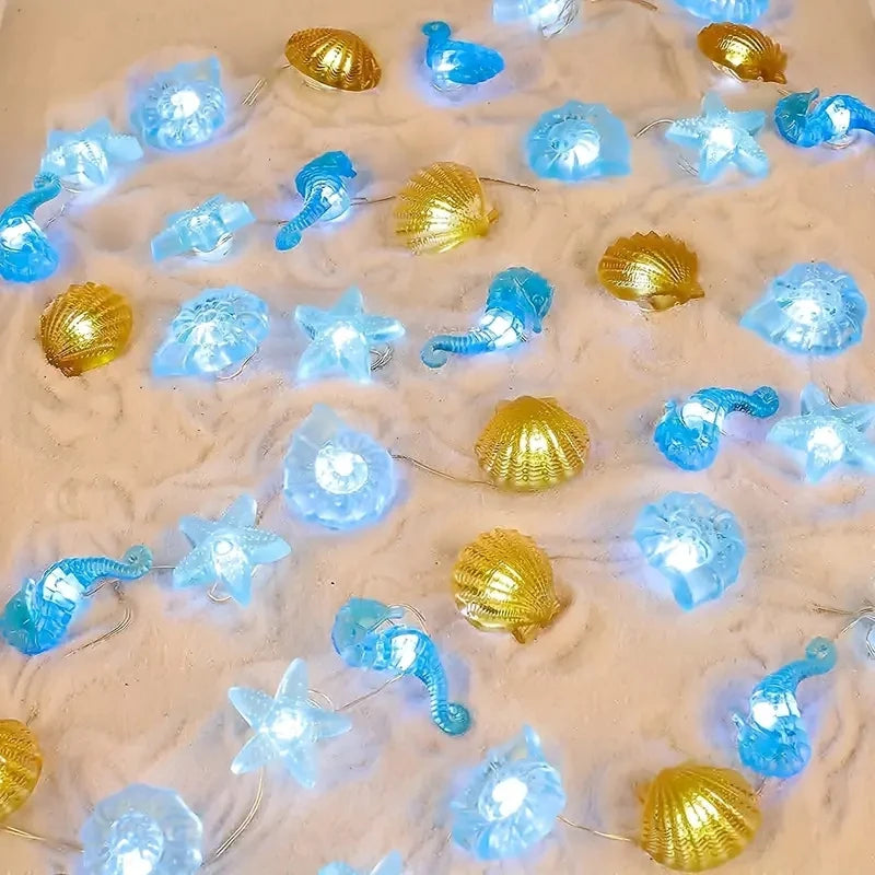 Ocean Shell LED Fairy Lights — Seahorse & Starfish String Lights