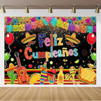 Mexican Fiesta Photo Backdrop — Cinco de Mayo Cactus & Guitar Party Banner