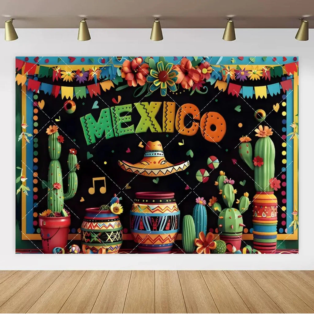 Mexican Carnival Party Banner — Fiesta Photo Backdrop