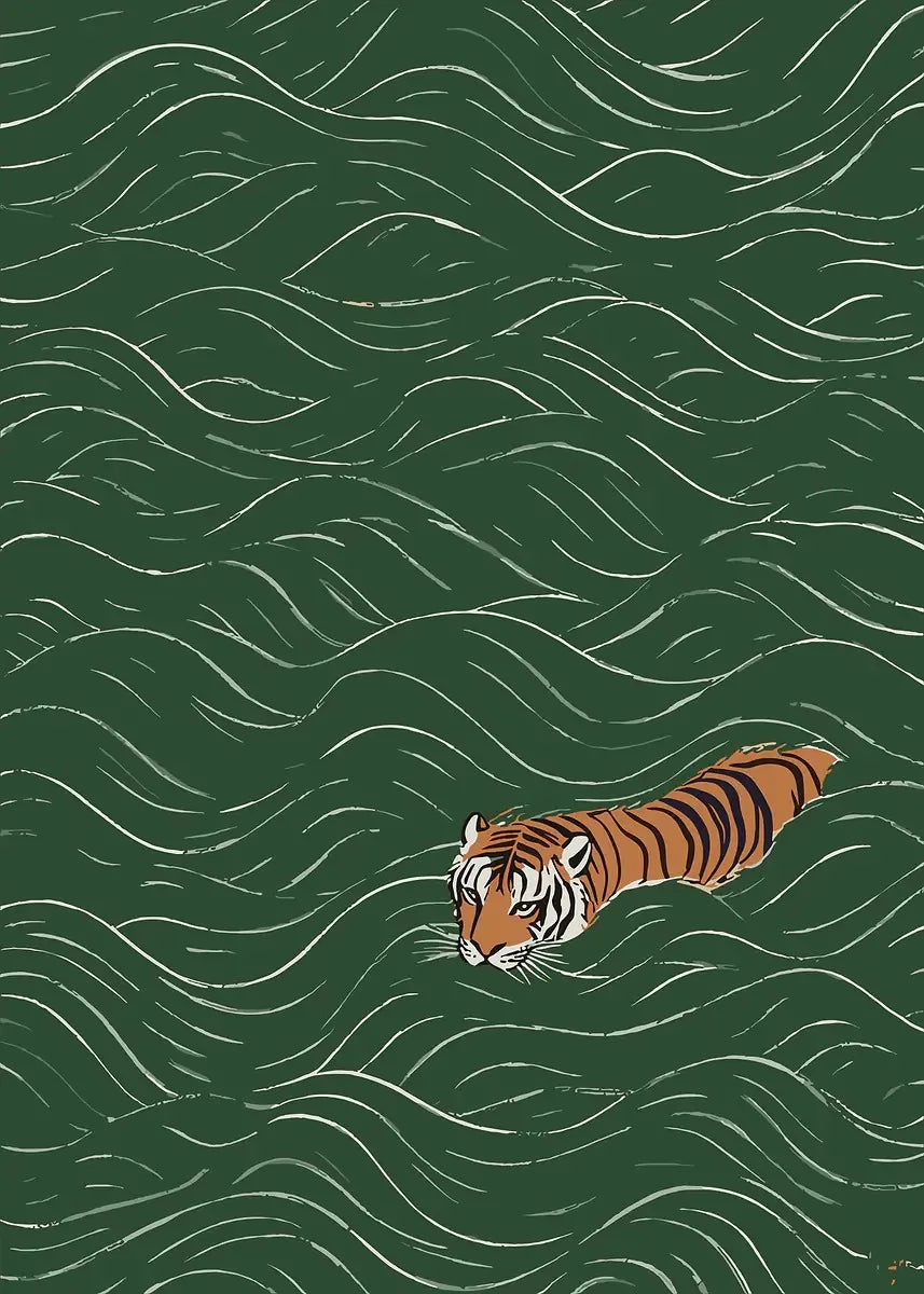 Ukiyo-e Tiger Canvas Wall Art — Japandi Wave Print