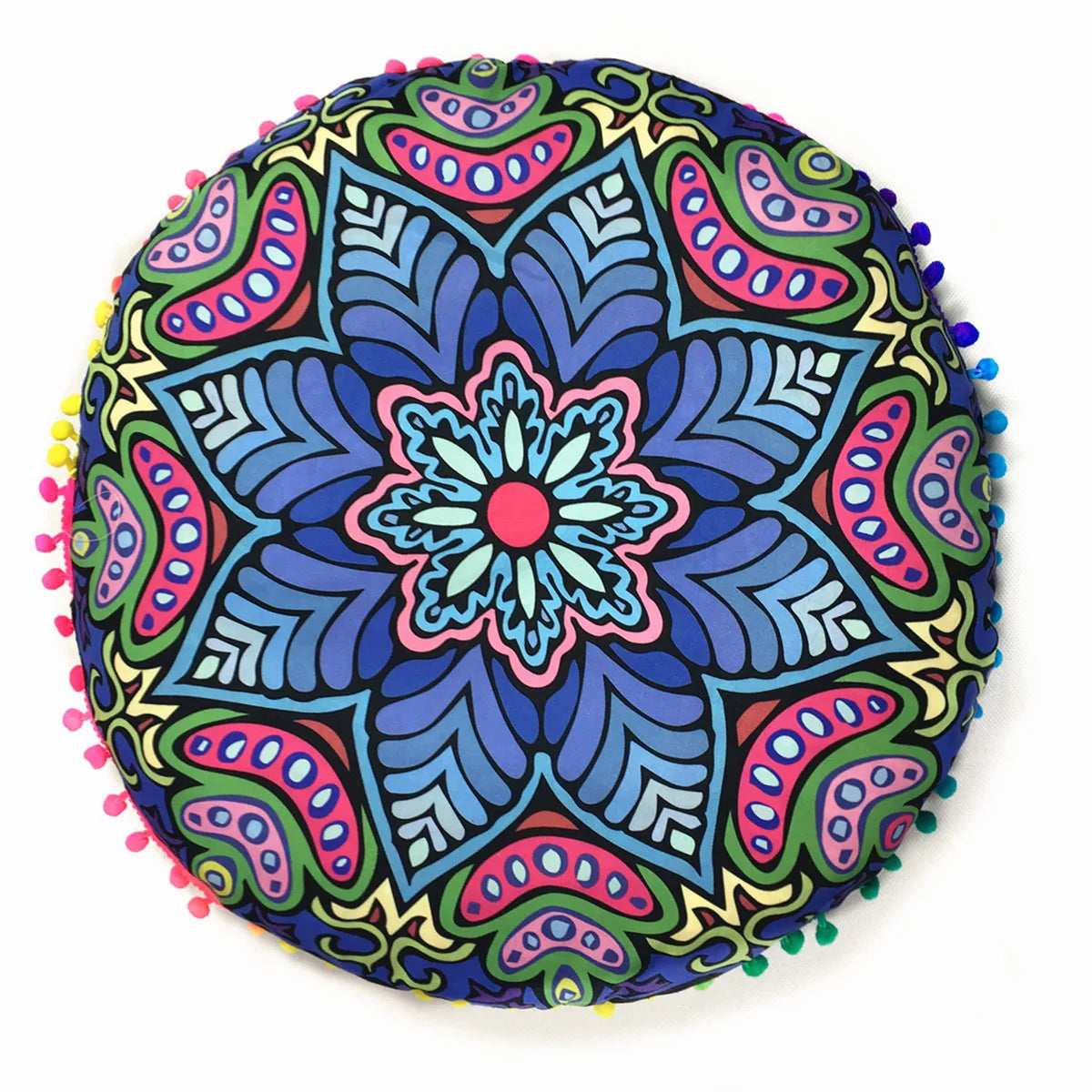 Moroccan Mandala Floor Cushion Cover — Round Bohemian Tatami Seat Cover