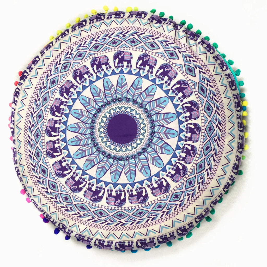 Moroccan Mandala Floor Cushion Cover — Round Bohemian Tatami Seat Cover