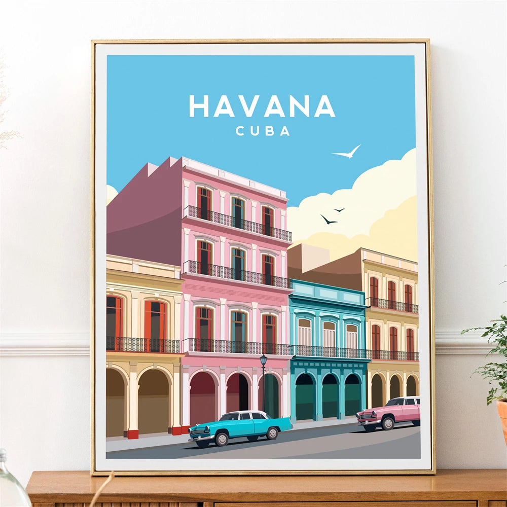 Vintage Havana, Cuba Travel Poster Canvas Print — Latin Heritage Wall Art