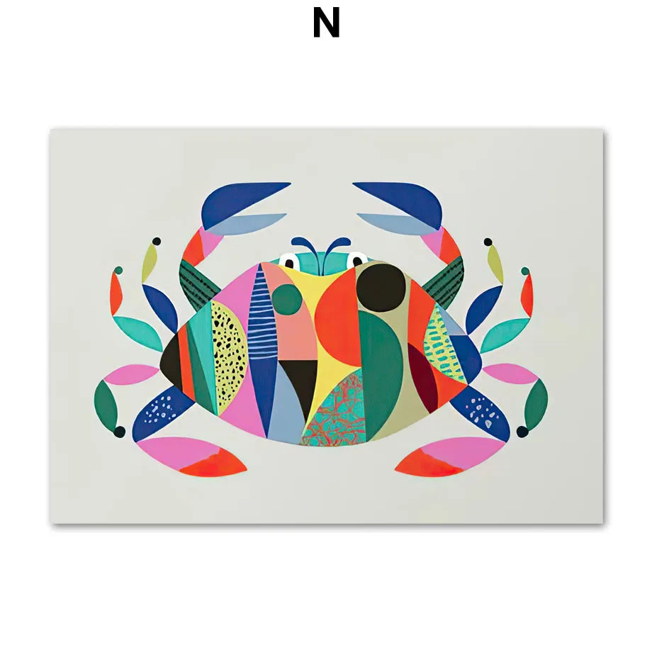 Abstract Wildlife Canvas Print — Geometric Animal Wall Art