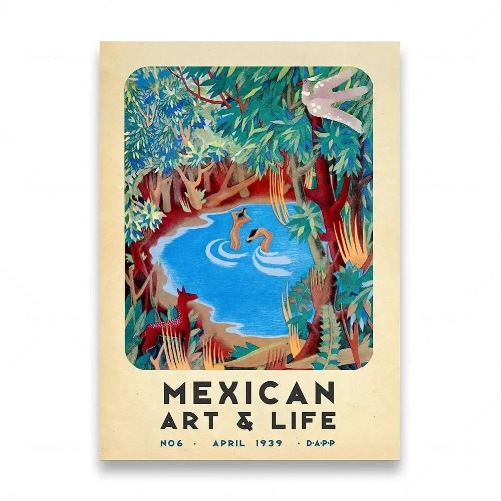 Mexican Folk Art Canvas Print — Vintage-Style Wall Art Poster