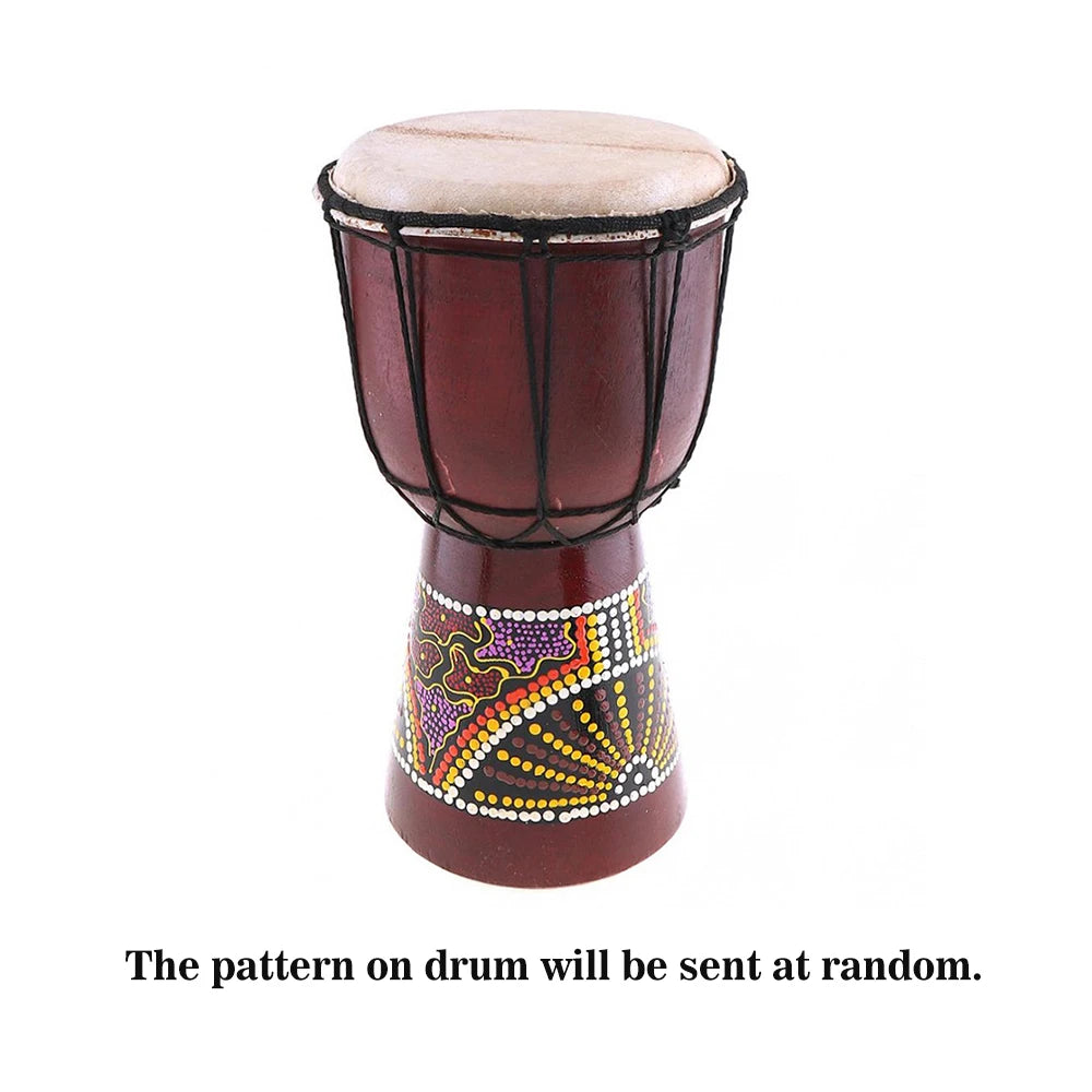 African Djembe Drum — Hand-Carved Wood & Goatskin, 6 Inch