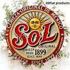 Vintage Sol Cerveza Metal Sign — Retro Mexican Bar Wall Art, 1899 Sun Logo Plaque