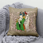 Lucky Cat & Mount Fuji Cushion Cover — Japanese Art Pillow