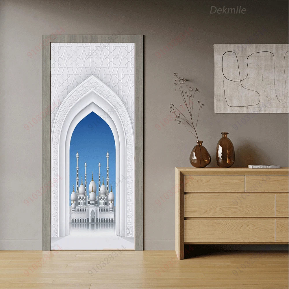 Moroccan Arch Door Mural — Islamic Geometric Wall Sticker