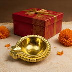 Scalloped Gold Diya Lamps, Set of 4 — Indian Oil Lamps for Diwali & Holiday Lighting