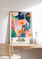 Yayoi Kusama Pink Jellyfish — Mount Fuji Abstract Canvas Print