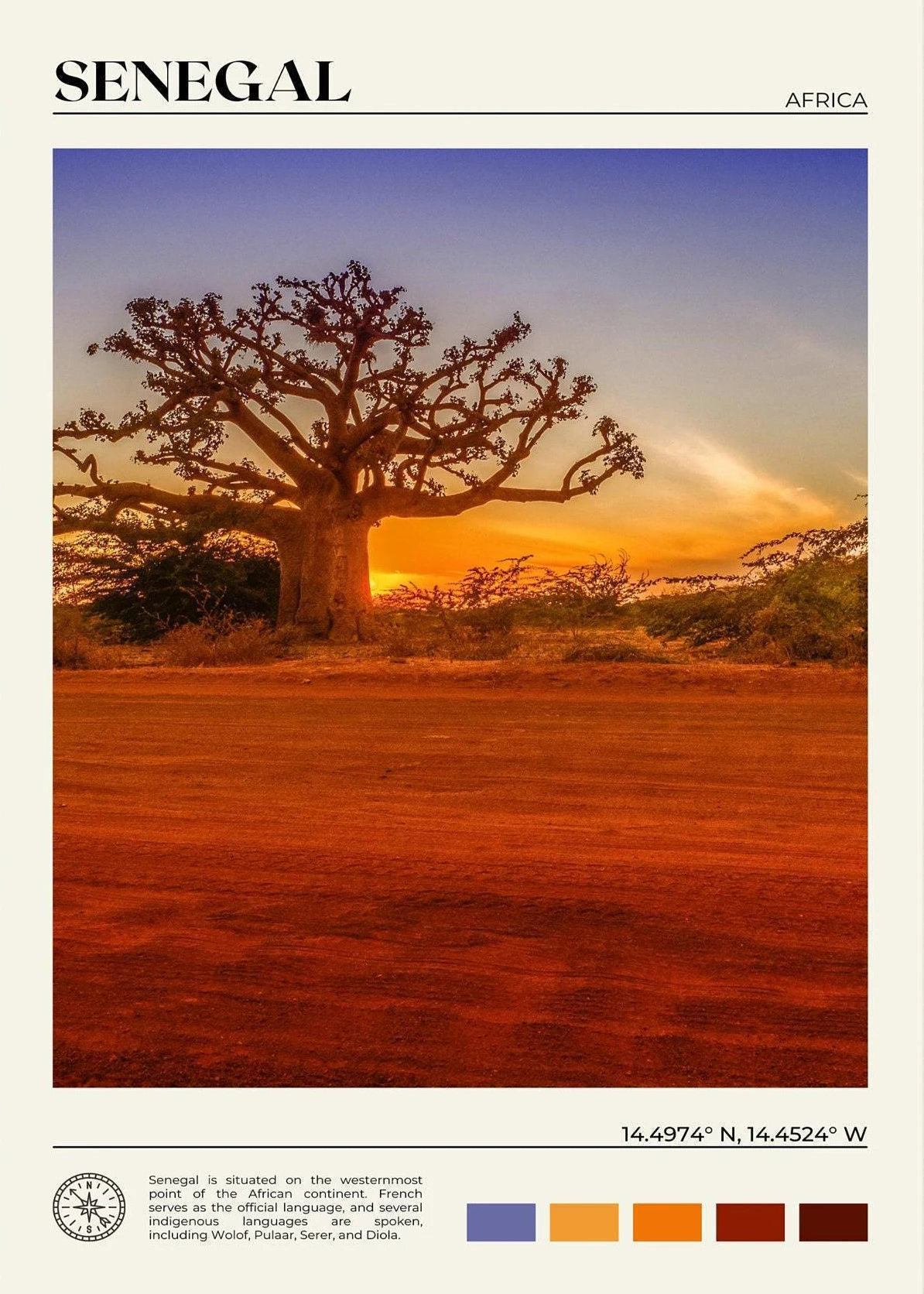 African Travel Wall Art — Minimalist Destination Canvas Print, 24 Designs