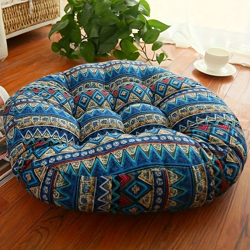 Round Floor Meditation Cushion — Thick Washable Tatami Seat Pad
