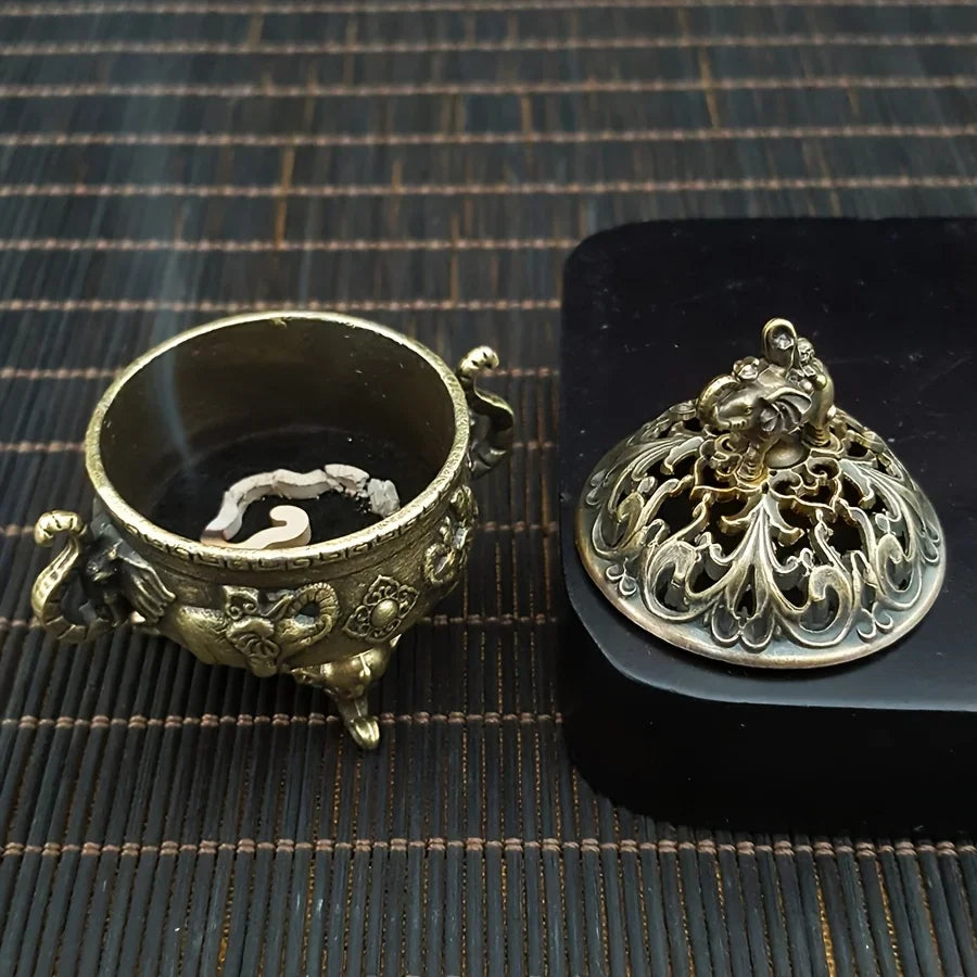Brass Elephant Incense Burner — Handcrafted Indian Sculpture