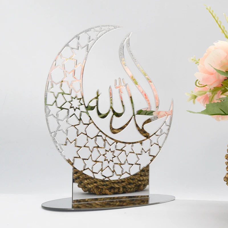 Ramadan & Eid Acrylic Tabletop Ornament – Islamic Home Décor Stand