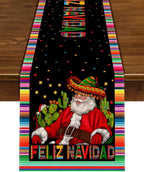 Feliz Navidad Mexican Christmas Table Runner – Serape Stripe
