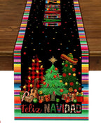 Feliz Navidad Mexican Christmas Table Runner – Serape Stripe