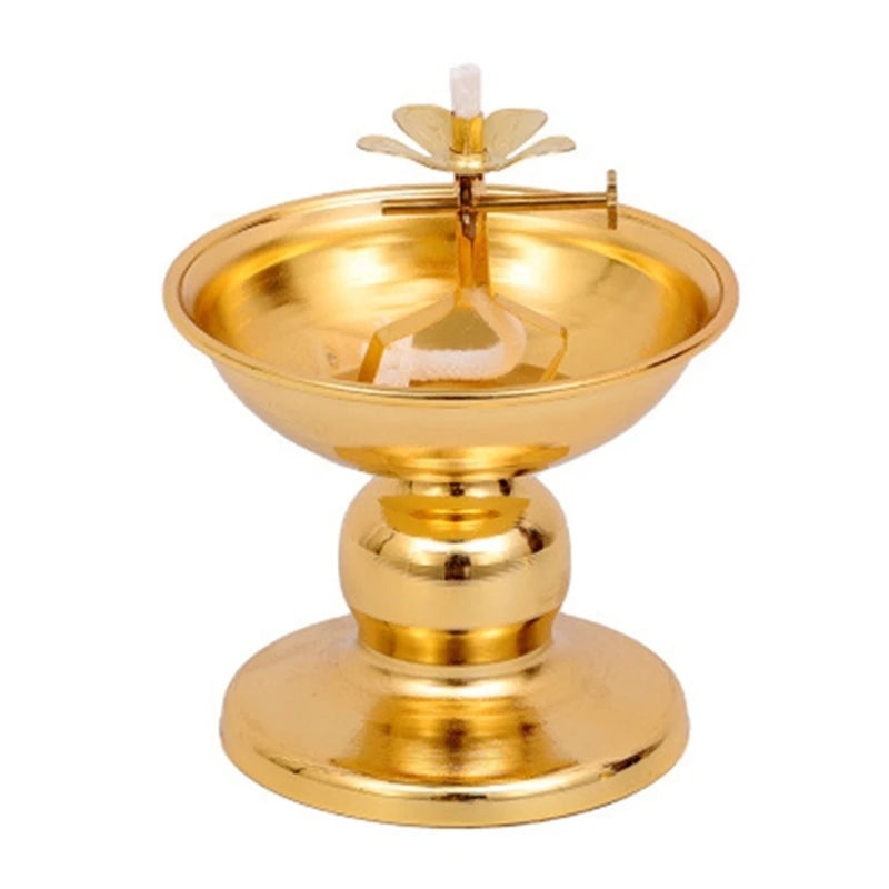 Brass Butter Oil Lamp — Traditional Buddhist Prayer Light