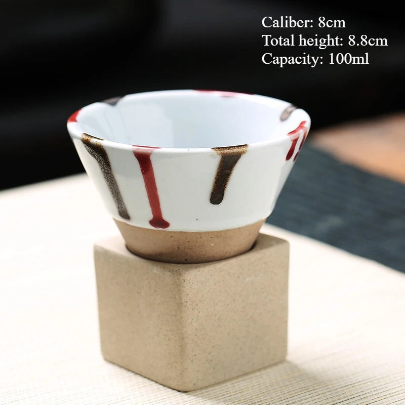 Japanese Style Retro Ceramic Coffee Cup Rough Pottery Tea Cup Latte Pull Flower Porcelain Cup Pottery Mug For Home Coffee Mug