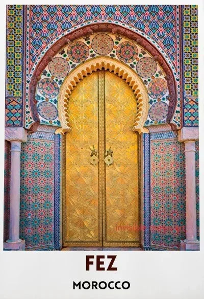 Casablanca & Marrakesh Travel Poster — Moroccan Architecture Canvas Print