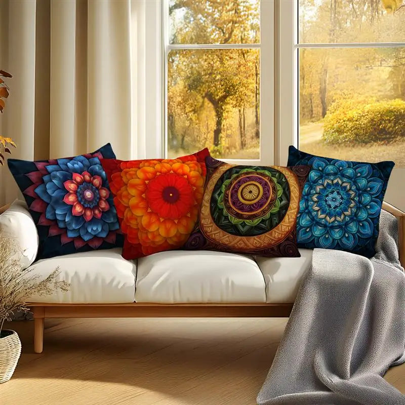Bohemian Mandala Throw Pillow Cover