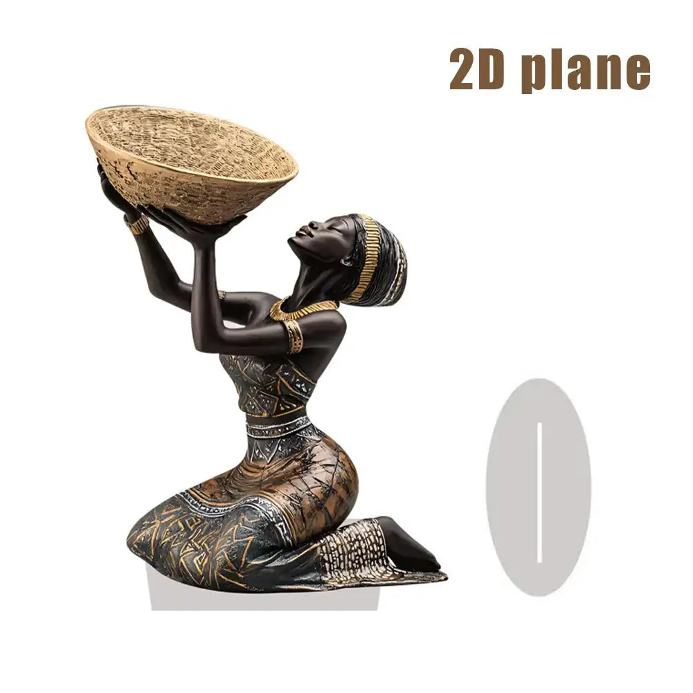 African Woman Tabletop Ornament — Art Deco Acrylic Figure