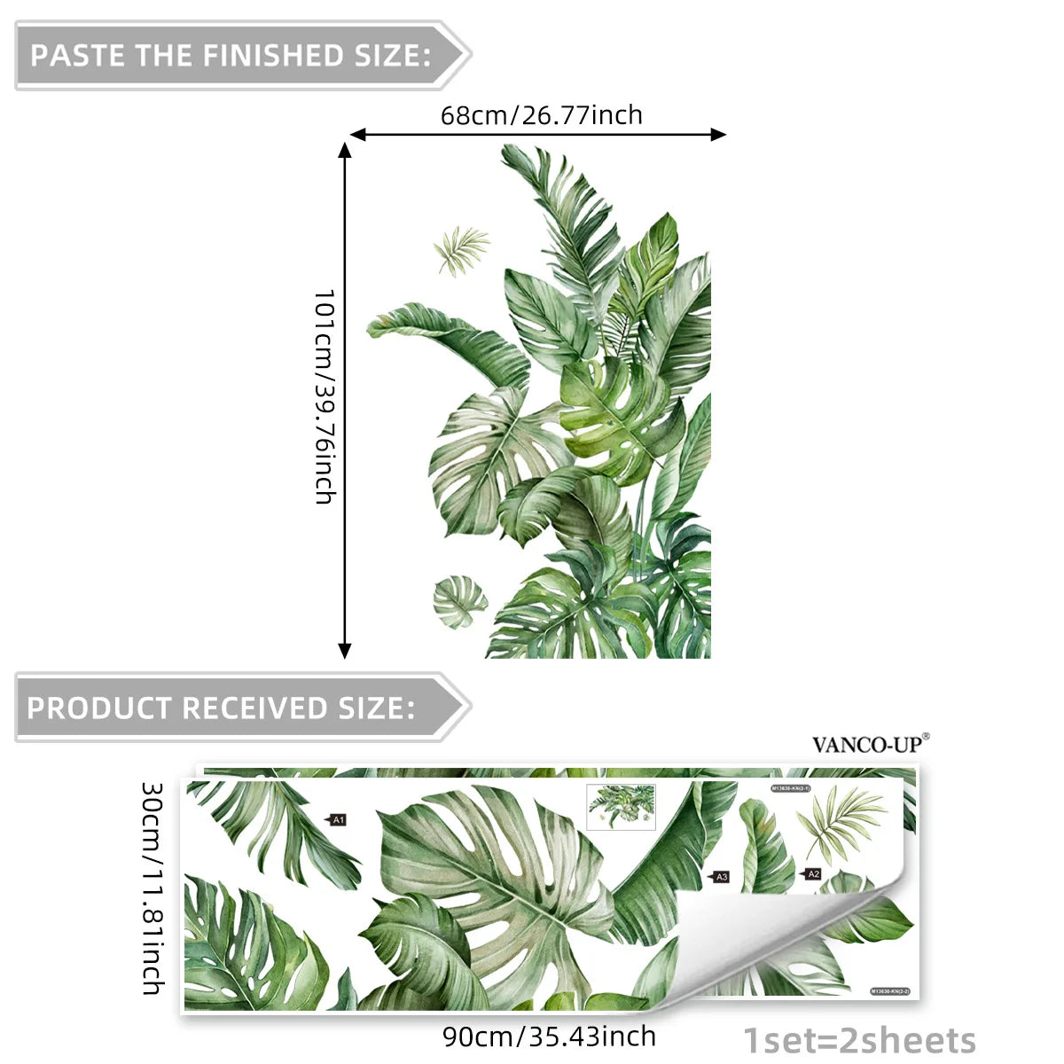 Green Leaves Decorative Vinyl Wall Stickers For Wall Decor Bedroom Accessories Adhesive Wallpaper Furniture stickers Room Decor