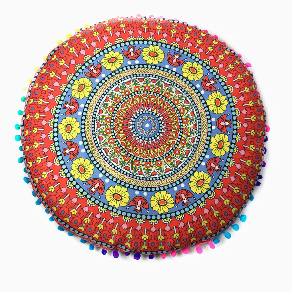 Moroccan Mandala Floor Cushion Cover — Round Bohemian Tatami Seat Cover