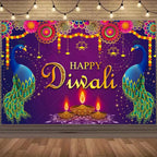 Happy Diwali Backdrop — Diya & Lotus Festival Photo Banner, 25 Designs