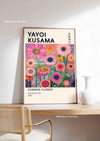 Yayoi Kusama Pink Jellyfish — Mount Fuji Abstract Canvas Print