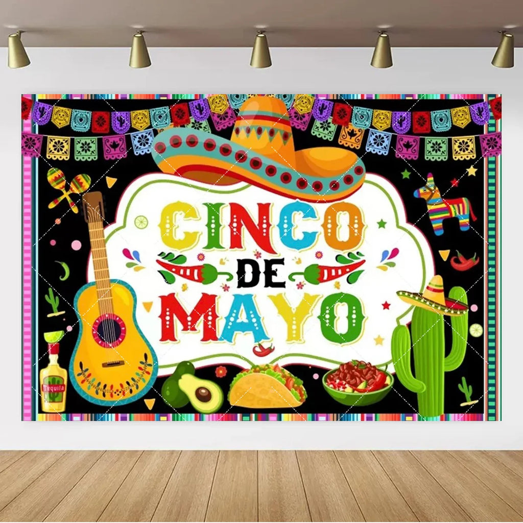 Mexican Carnival Party Banner — Fiesta Photo Backdrop