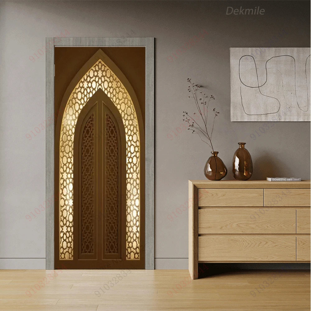 Moroccan Arch Door Mural — Islamic Geometric Wall Sticker
