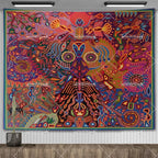Huichol-Inspired Mexican Yarn Art Tapestry Wall Hanging – Vibrant Mandala Home Decor