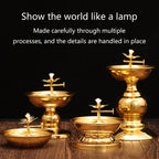Brass Butter Oil Lamp — Traditional Buddhist Prayer Light