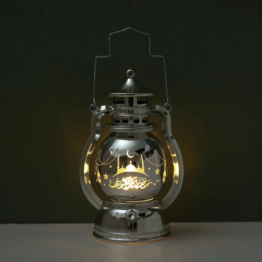 Ramadan LED Lantern — Etched Islamic Motif Table Decor