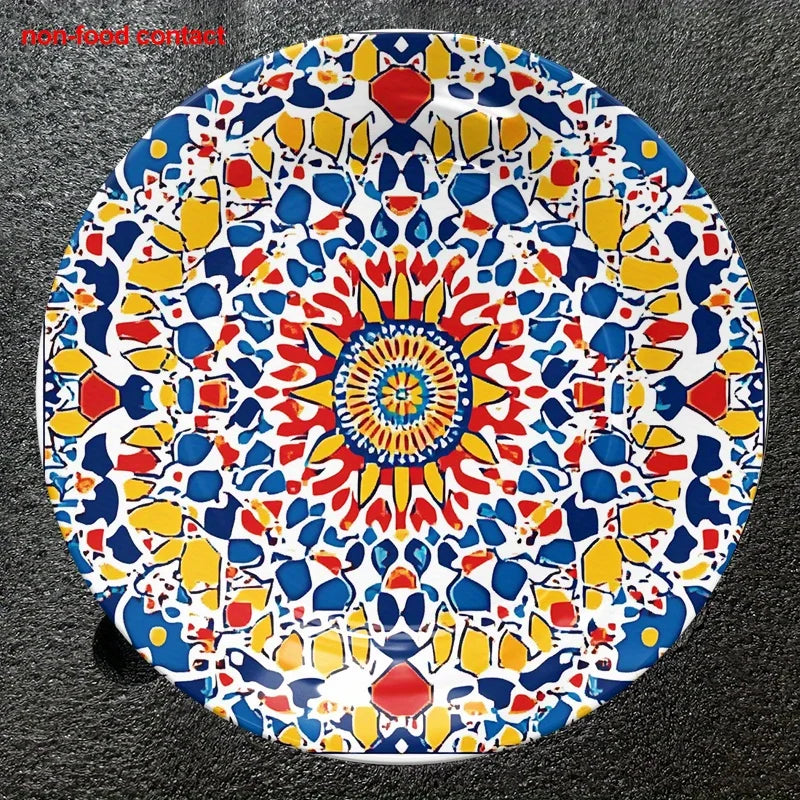 Moroccan Mandala Geometric Ceramic Decor Plate - Hanging Wall Art， Suitable for families, living rooms, and offices