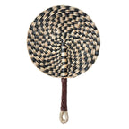 Handwoven Seagrass Fan — Boho Striped Décor