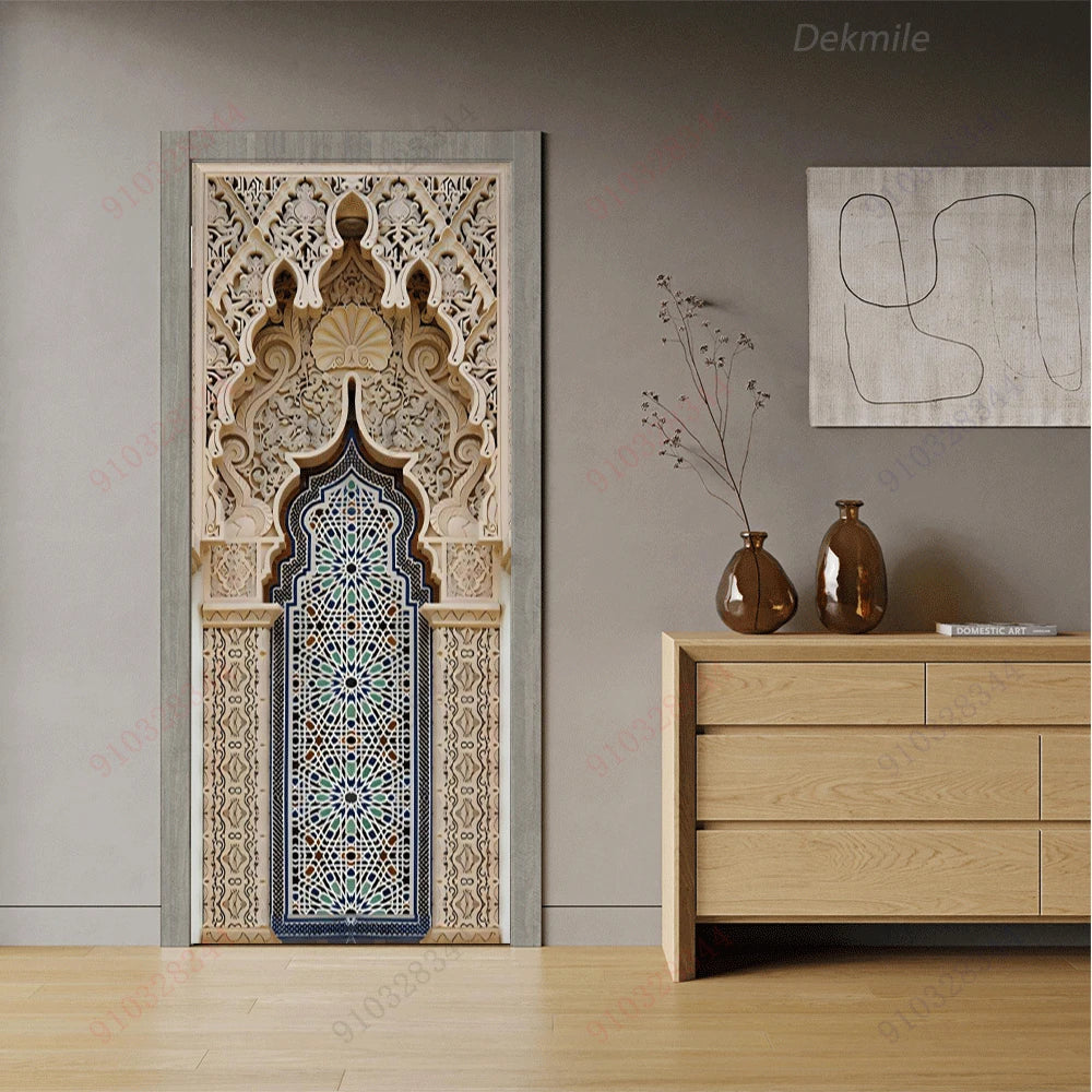 Moroccan Arch Door Mural — Islamic Geometric Wall Sticker