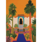 Moroccan Courtyard Mosaic Canvas Print — Mediterranean Arch Wall Art