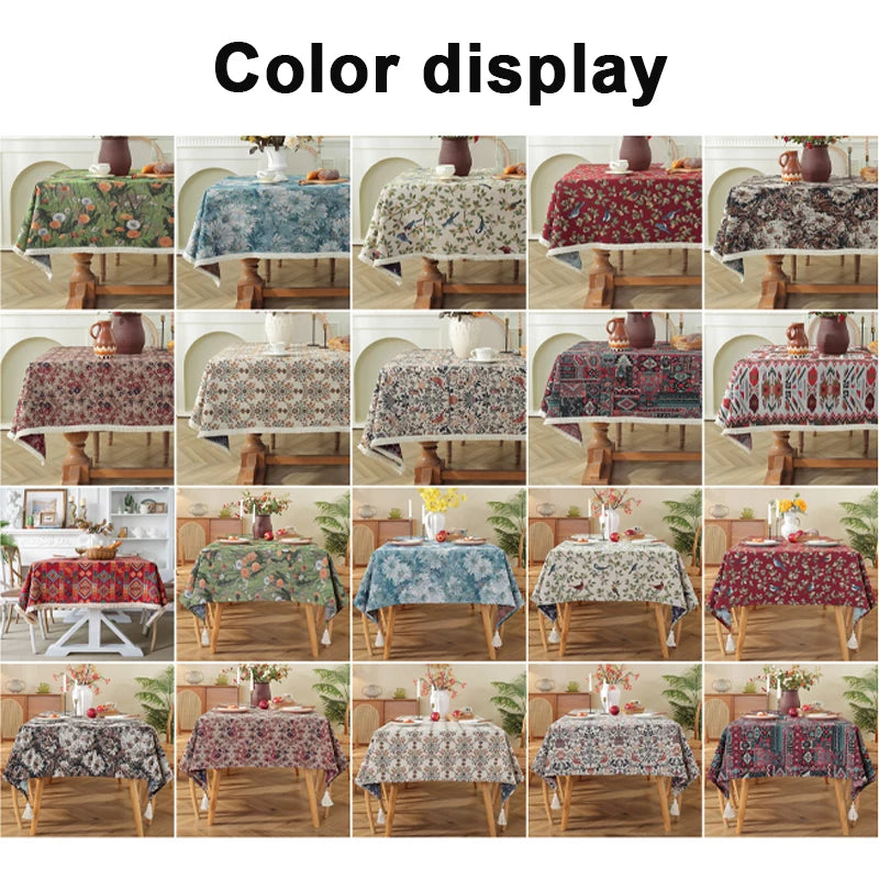 Moroccan Floral Tablecloth — Vintage Pattern Rectangular Table Cover