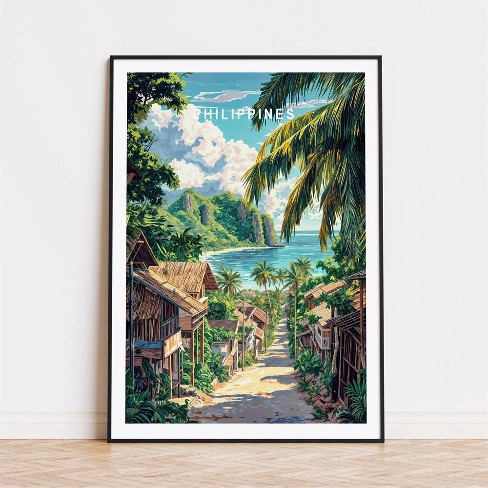 Philippine Vintage Travel Poster Canvas Print — Manila, Davao, Banaue & Coron Wall Art