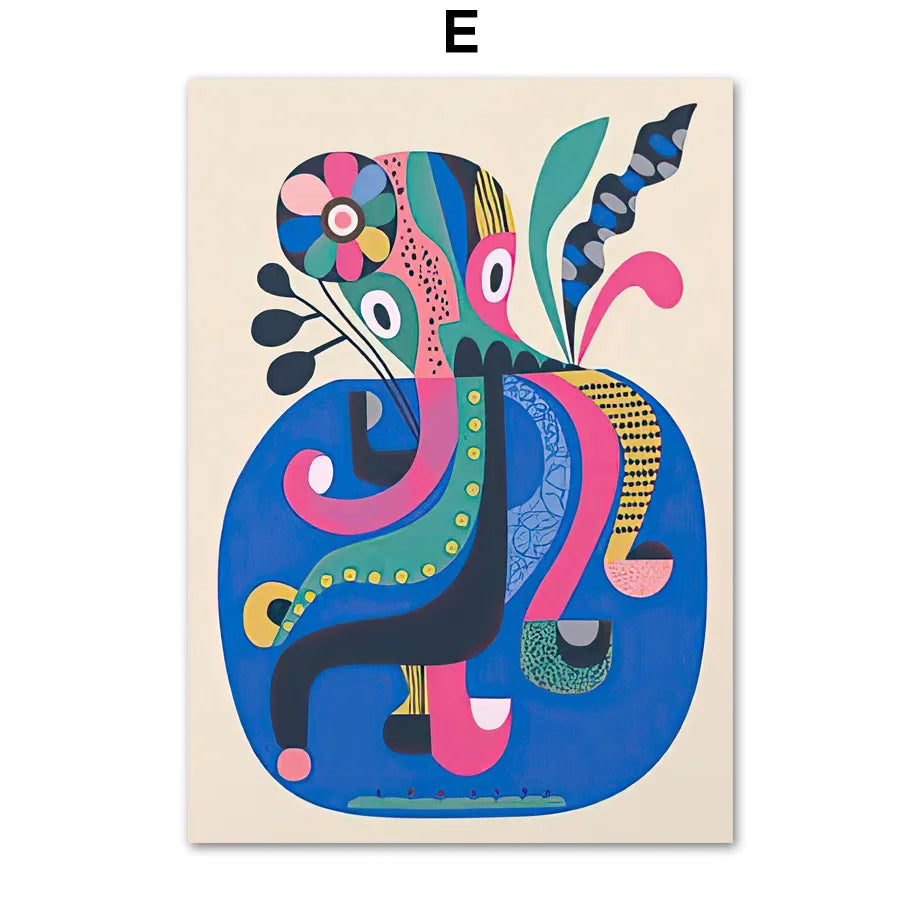 Abstract Wildlife Canvas Print — Geometric Animal Wall Art