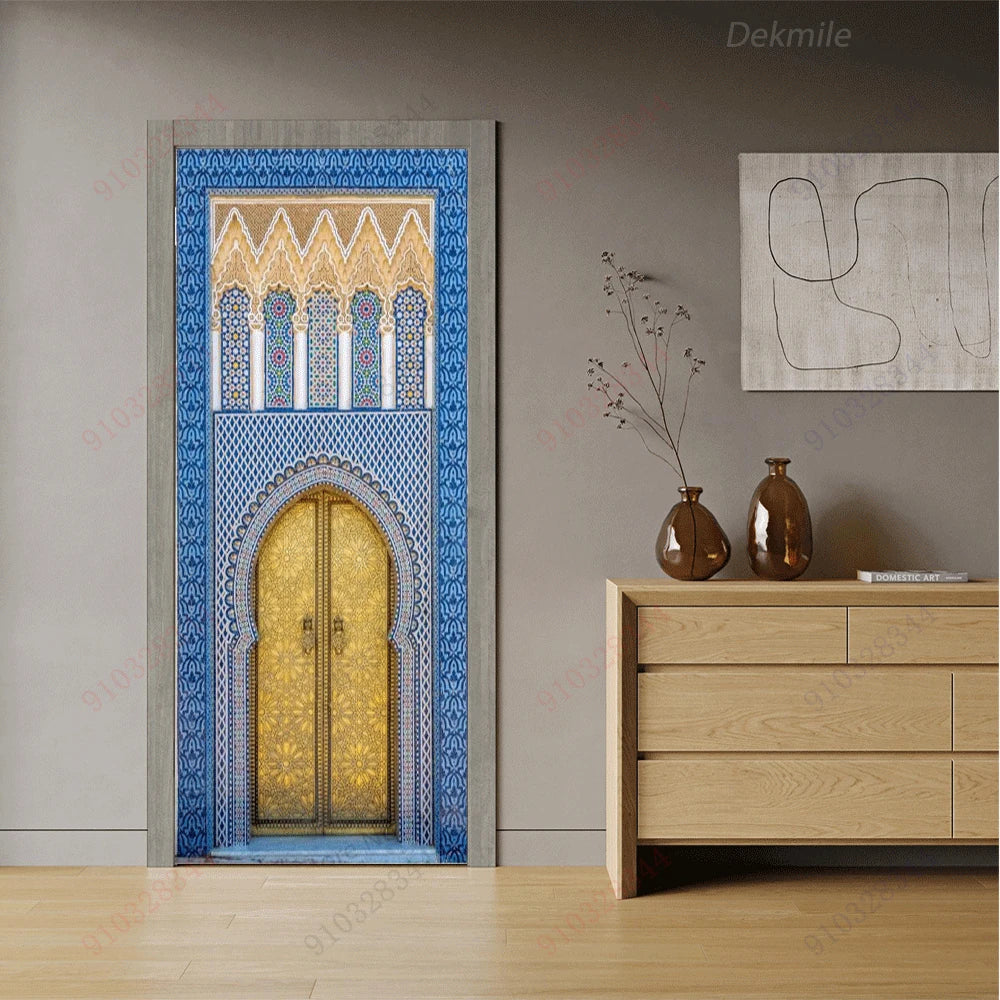 Moroccan Arch Door Mural — Islamic Geometric Wall Sticker